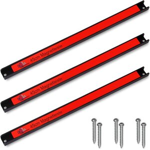 Bară magnetică HOLDER, 3 bucăți, 45cm, roșu/negru