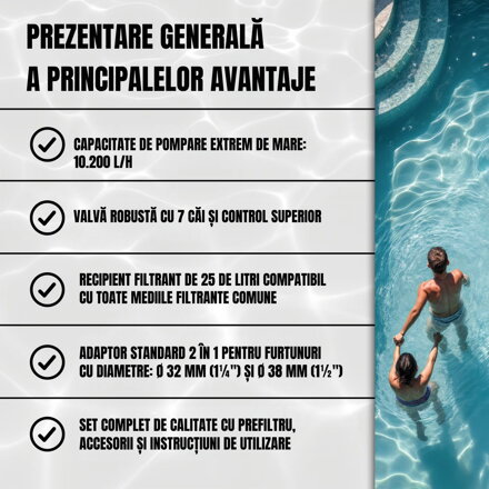 Sistem de filtrare cu nisip pentru piscină AQUA, 10 200 l/h, albastru