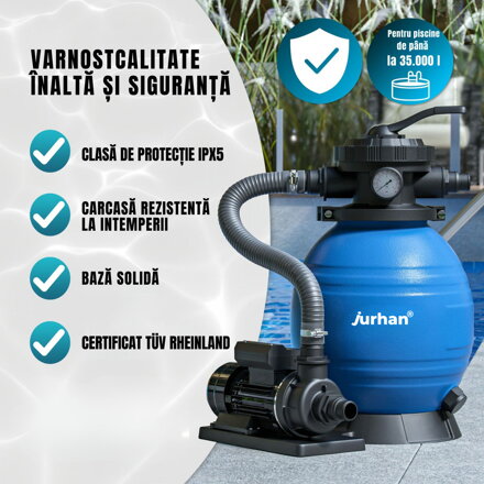Sistem de filtrare cu nisip pentru piscină AQUA, 10 200 l/h, albastru