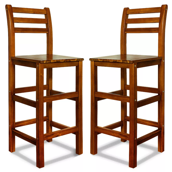 Seturi de scaune de bară din lemn de salcâm, pentru două piese