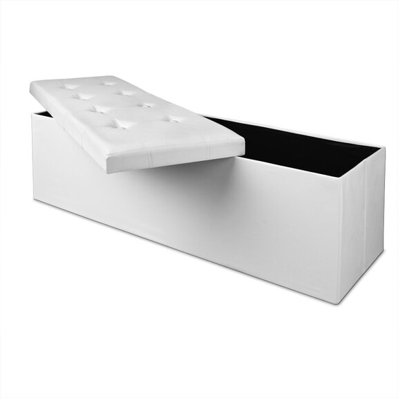Cutie de depozitare pliabilă pentru șezut, albă - 115 x 38 x 38 cm