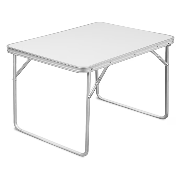 Masă de camping OMAR pliabilă, 80x60x70 cm, alb/gri