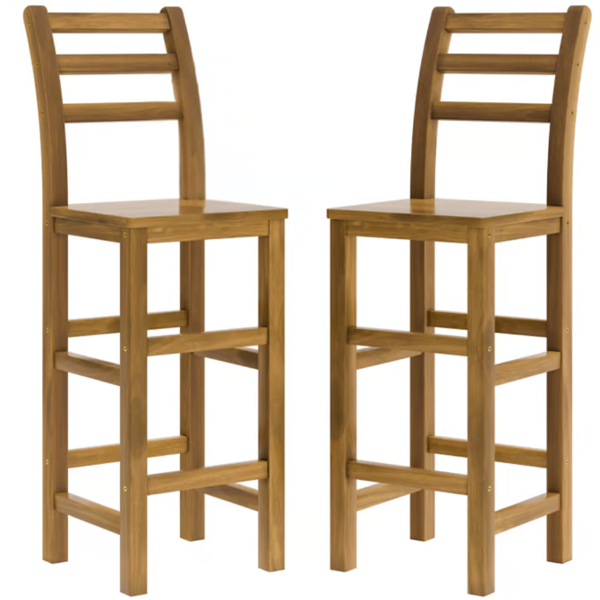 Scaune de bar OSLO cu spătare, 2 buc., 40x36x110cm, maro natural  