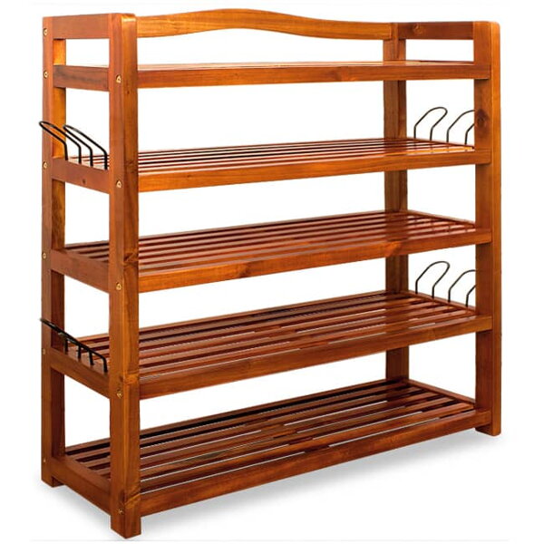 Raft pentru pantofi RUSTIC, 5 polițe, 75x26x82cm, maro natural
