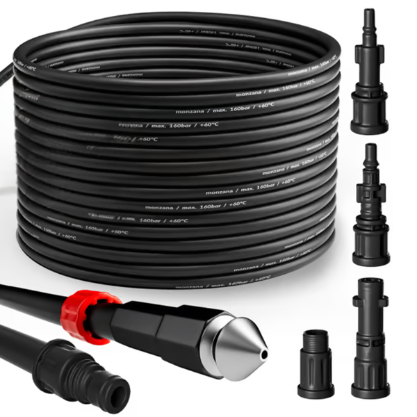 Set de curățare țevi MASTER, 15 m, negru