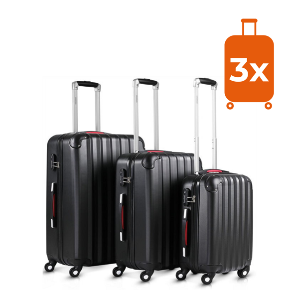 Set de valize de călătorie BASELINE, 3 piese, negru