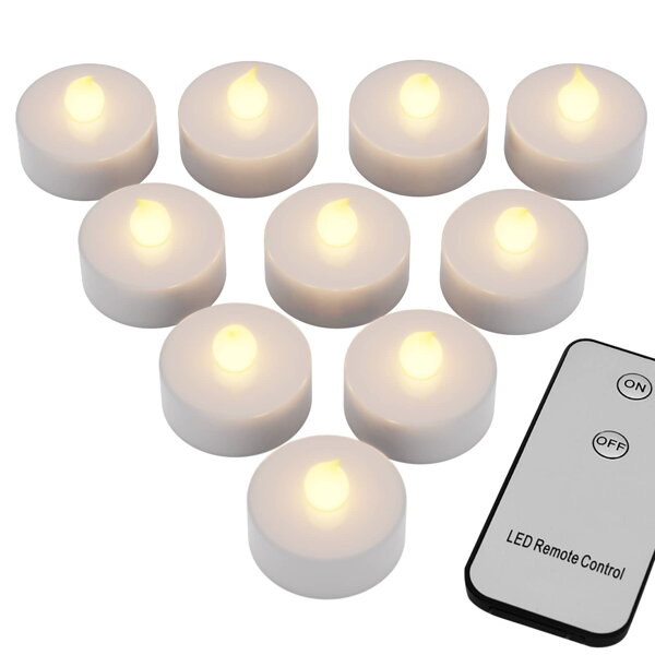 10 bucăți lumânări LED în culoare alb cald, telecomandă