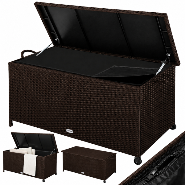 Ladă de depozitare din poliratan RICCO, 270L, 117x53x60cm, maro închis