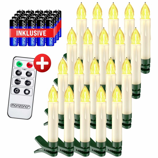 Lumânări pentru pomul de Crăciun CANDLE, 20 buc., 10,5cm, alb cald
