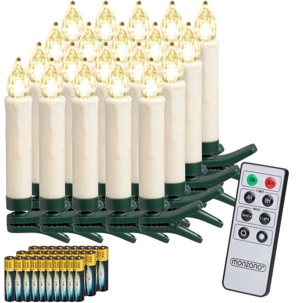 Lumânări pentru pomul de Crăciun CANDLE, 20 buc., 10,5cm, alb cald