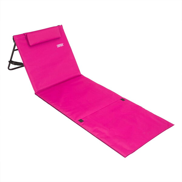 Saltea de plajă cu spătar și pernă, 158 x 56 cm, roz