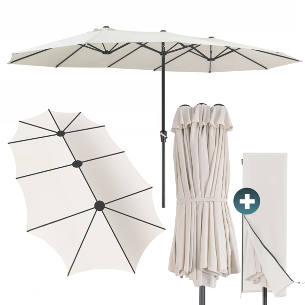 Umbrelă dublă MIAMI, 460 × 270 cm, bej