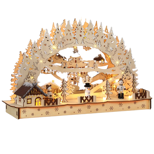 Arc LED de Crăciun CLEMENT, 45x12,5x28cm, maro natural