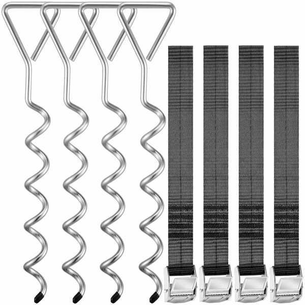 Set de ancore pentru sol, 4 bucăți, 42,5x8,5cm, argintiu