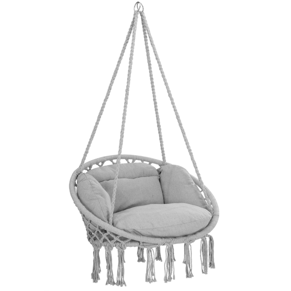 Scaun suspendat BOHO cu perne, Ø61cm, gri deschis  