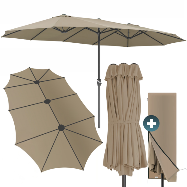 Umbrelă dublă MIAMI, 460x270 cm, maro-gri (taupe)