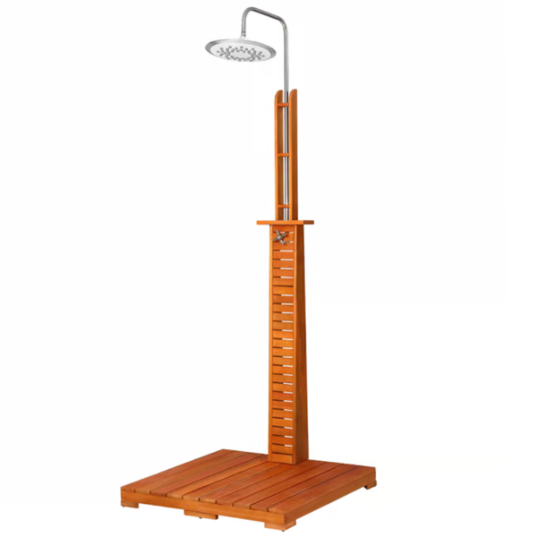 Duș de grădină TAHITI din lemn de eucalipt, 223 cm, maro/argintiu
