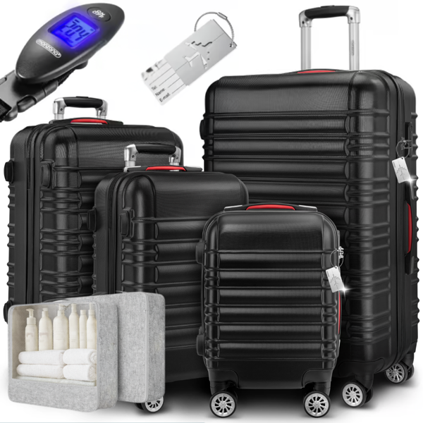 Set de valize rigide AERO, 4 piese, ABS, negru