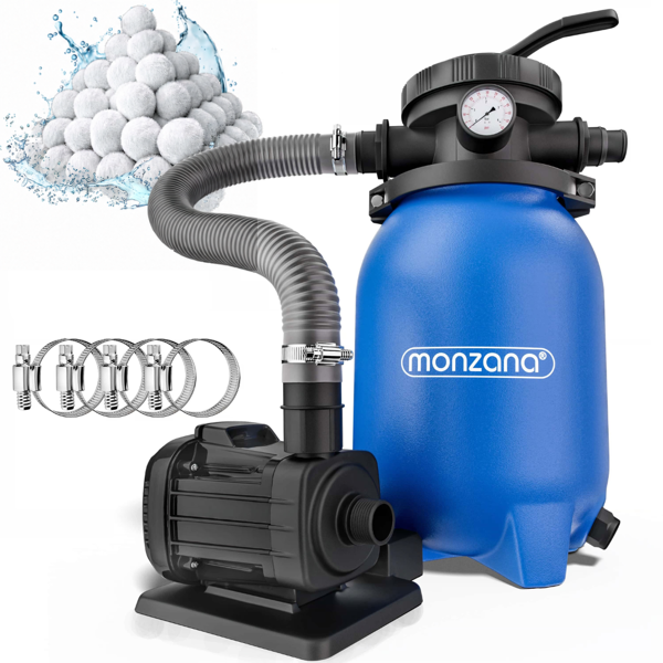 Filtrare cu nisip pentru piscina AQUA cu bile filtrante, 5 000 l/h, albastru