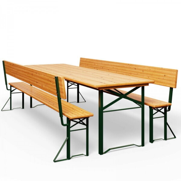 Set de masă pentru bere PRAKTIK cu spătar, 170cm, maro