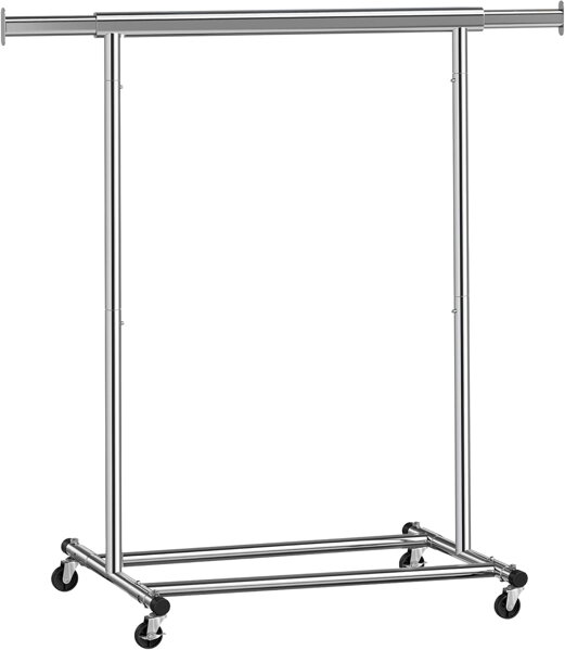 Suport pentru haine INEZ cu roți, max.90kg, 83,5x45x160cm, argintiu