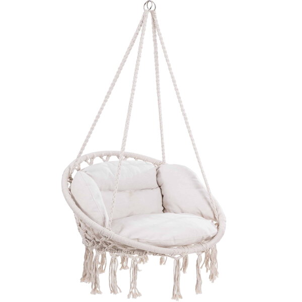 Scaun suspendat BOHO cu perne, Ø61cm, bej  