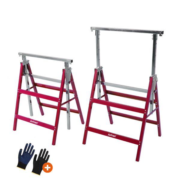 Capre telescopice de schelă DANNY, set 2 bucăți, max. 200 kg, 60 x 56 x 81-130cm, argintiu/roșu