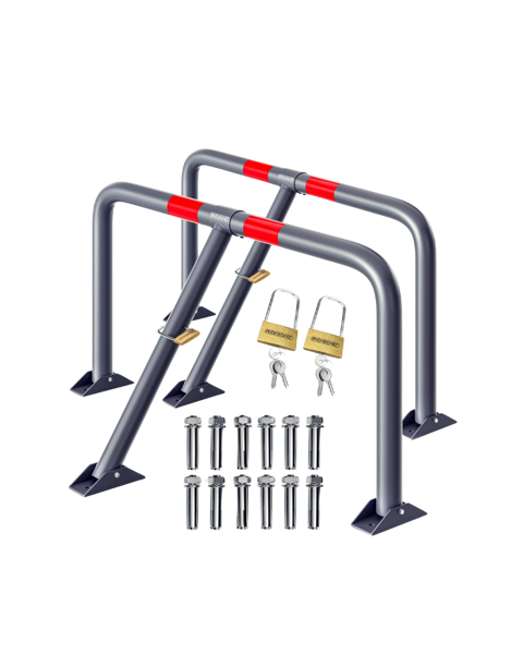 Set de bariere de parcare rabatabile ANTONIA, 2 buc, 800x470x440 mm, gri