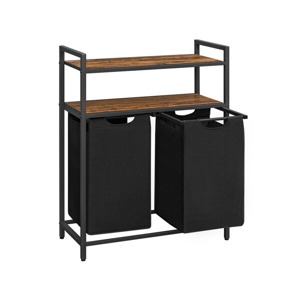 Coș de rufe cu 2 polițe BERGEN, 2x46L, negru/maro