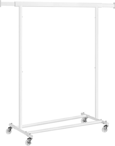 Suport pentru haine INEZ cu roți, max.90kg, 83,5x45x160cm, alb