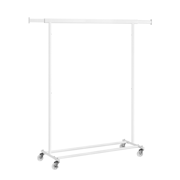 Suport pentru haine INEZ cu roți, max.90kg, 83,5x45x160cm, alb