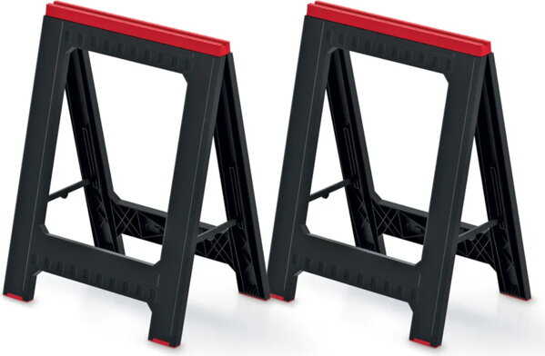 Suport, capră de construcții TITAN, set 2 bucăți, 58x5x79 cm, negru/roșu