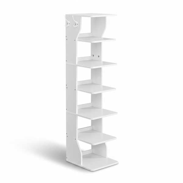 Suport pantofi CINDY, 6 niveluri, 30x26.4x110.4cm, alb