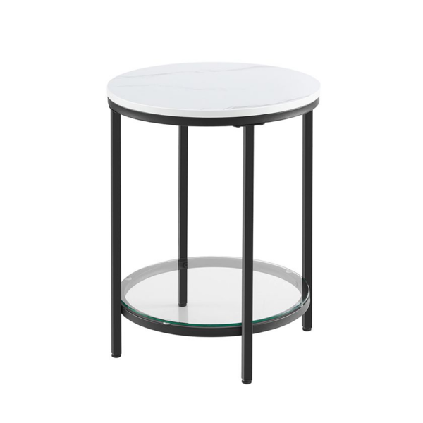 Măsuță ERIC cu design de marmură, 45x55cm, negru/alb