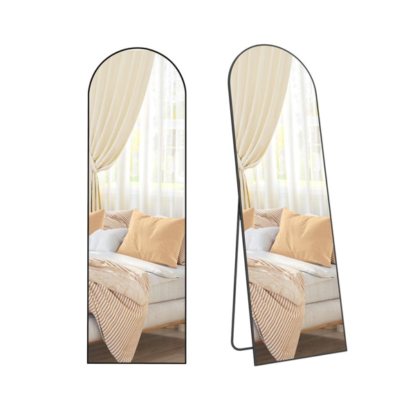 Oglindă rotunjită UMBRA, 160x50 cm, negru