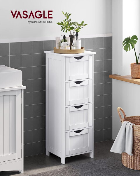 Cabinet de baie cu 4 sertare, 30 x 30 x 82 cm, alb | Jurhan.ro