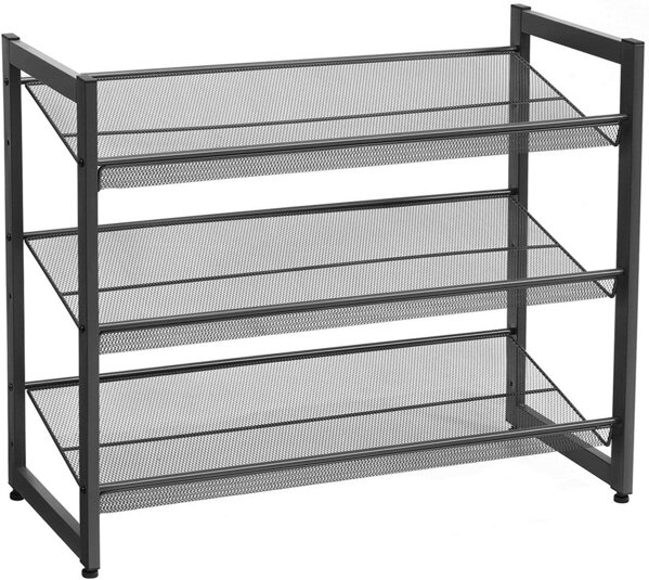 Raft stivuibil pentru încălțăminte IDA, 3 polițe, 74x31x63cm, negru