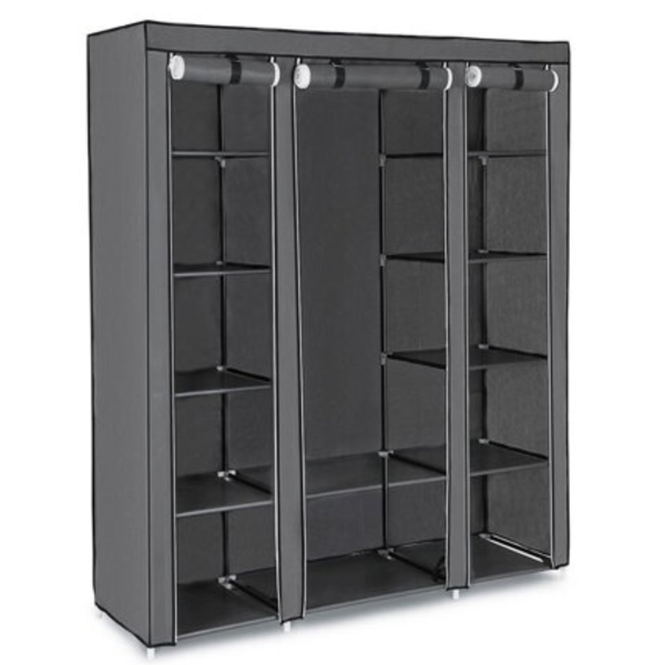 Cutie textilă portabilă, dulap CLOSET, 150x175x45cm, gri