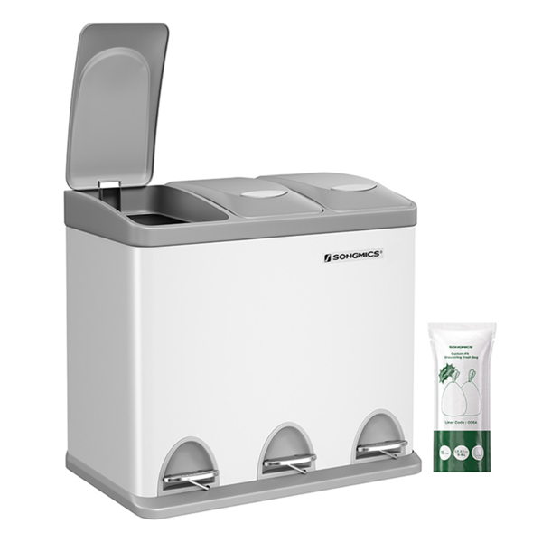 Coș de reciclare SORT 24L (3x8L), gri/alb