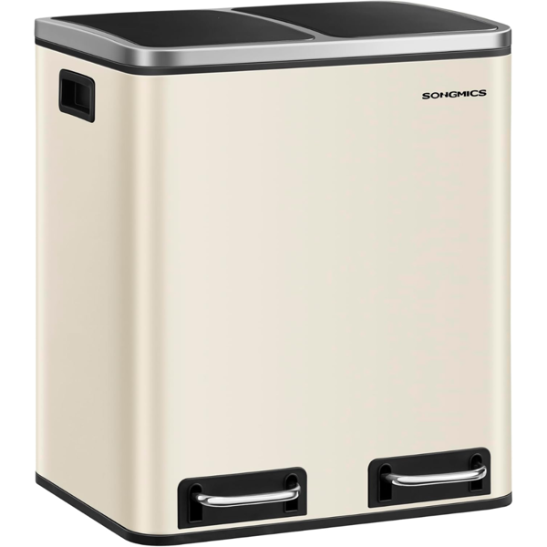 Coș pentru separarea deșeurilor SORT 30l (2×15l), bej/argintiu/negru