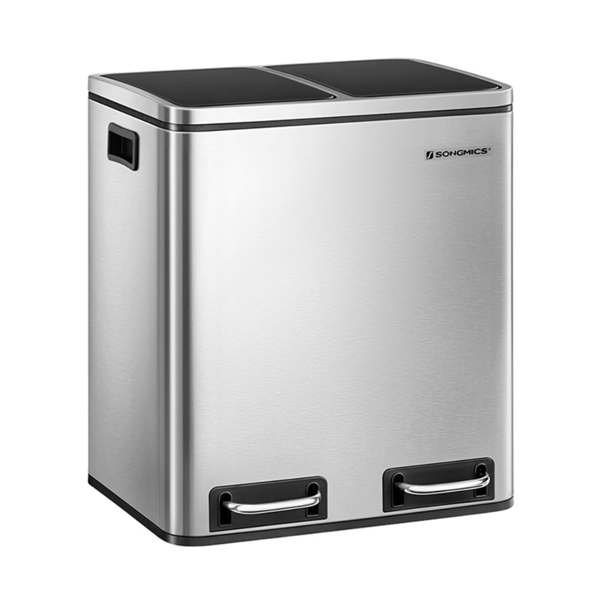 Coș pentru separarea deșeurilor SORT 30l (2×15l), argintiu/negru