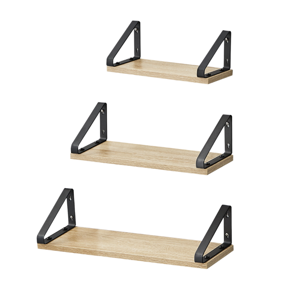 Polițe de perete cu console ABBY, 3 bucăți, 30/35/40x12cm, maro deschis