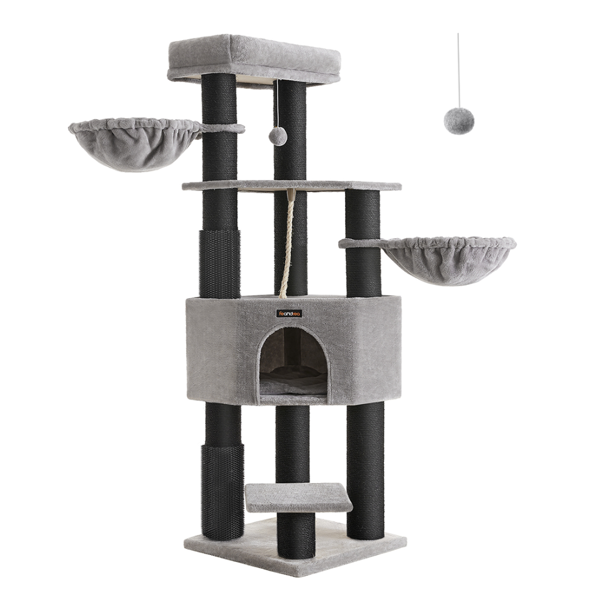 Copac pentru pisici ONYX, 50x50x160cm, gri/negru