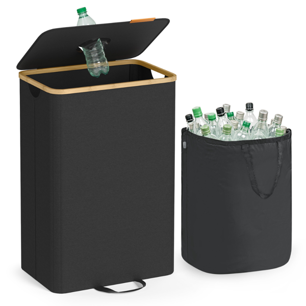 Coș pentru sortarea sticlelor și dozelor ECOVIA, 100l, negru/bej