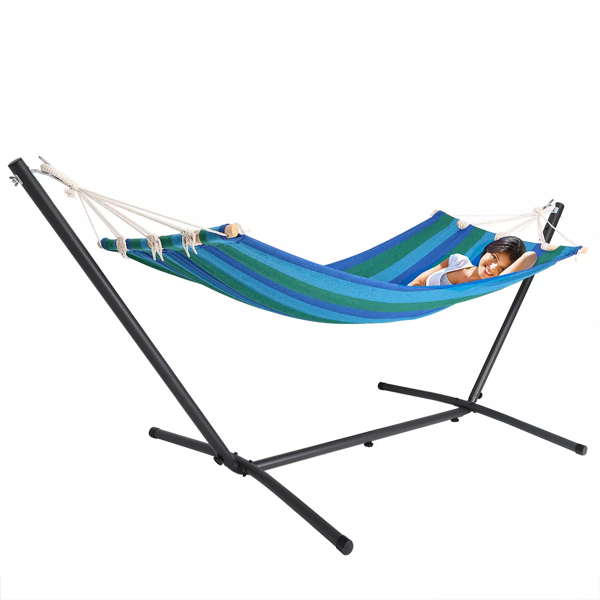 Hamac RELAX cu suport din metal, 200x80x110cm, albastru